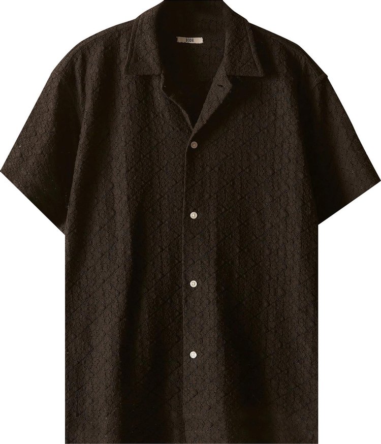 Bode Tile Lace Short-Sleeve Shirt 'Black'