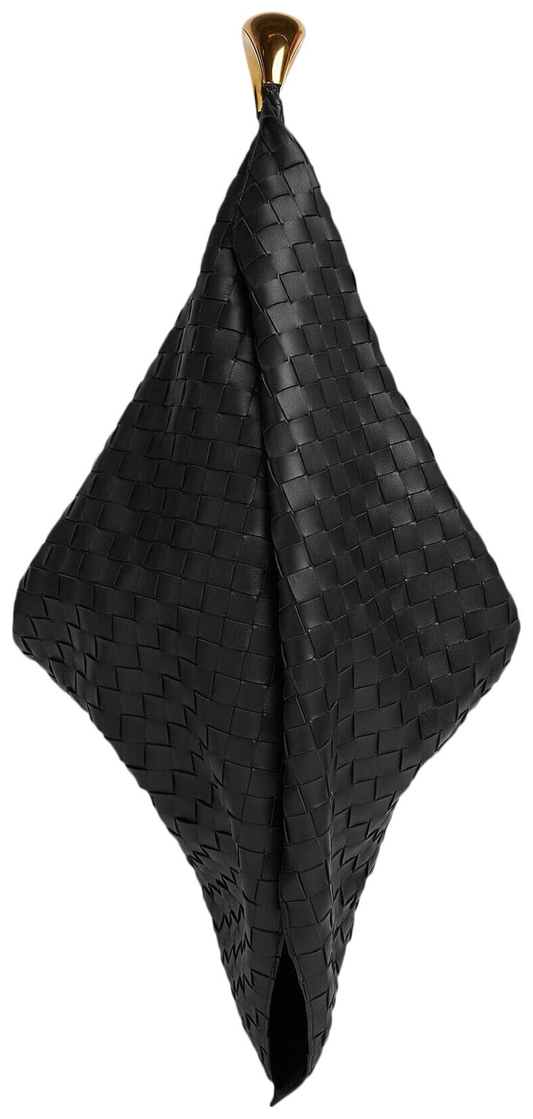 Bottega Veneta Foulard Metal Top Handle Bag BlackMedium Brass