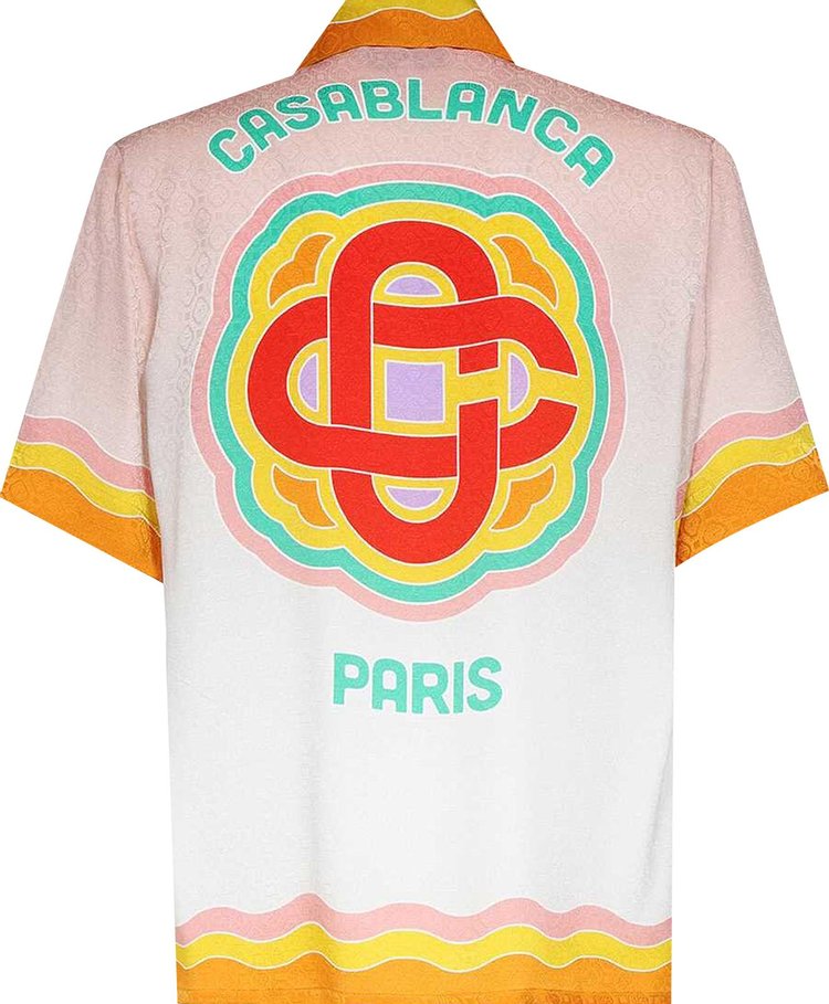 Casablanca Cuban Collar Short Sleeve Shirt Rainbow Monogram