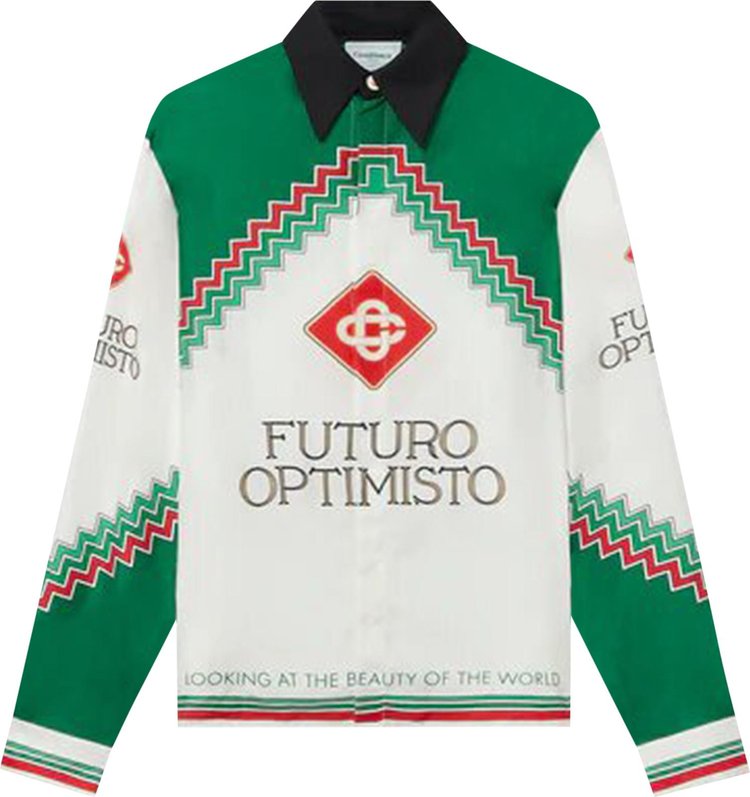 Buy Casablanca Long-Sleeve Silk Shirt 'Futuro Optimisto' - MS23 SH 021 ...