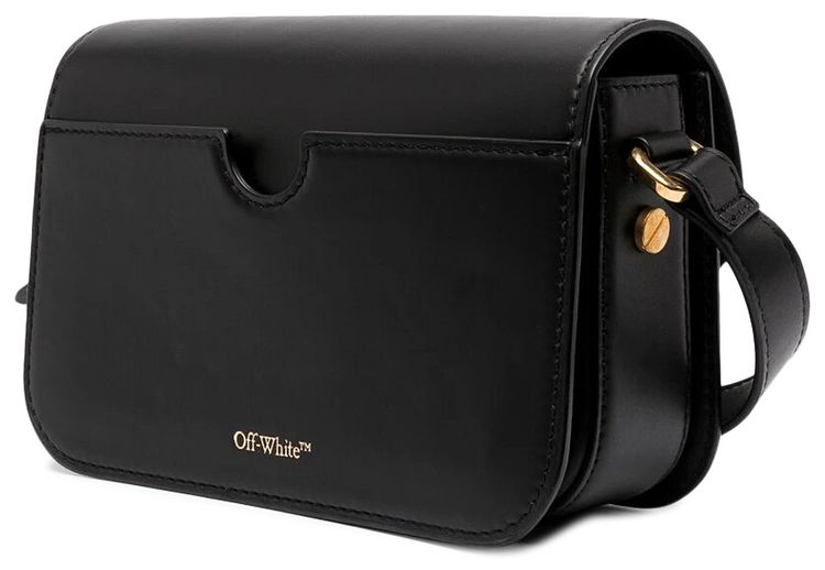 Off White Logo Plaque Crossbody Bag Black
