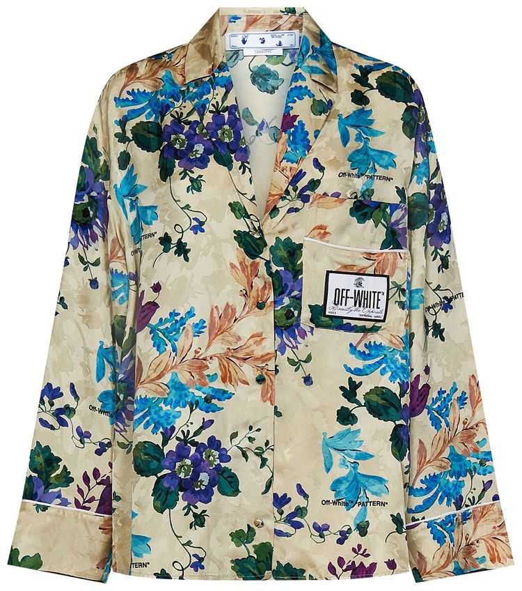 Off White Camouflage Jacquard Long Sleeve Shirt SandMulticolor