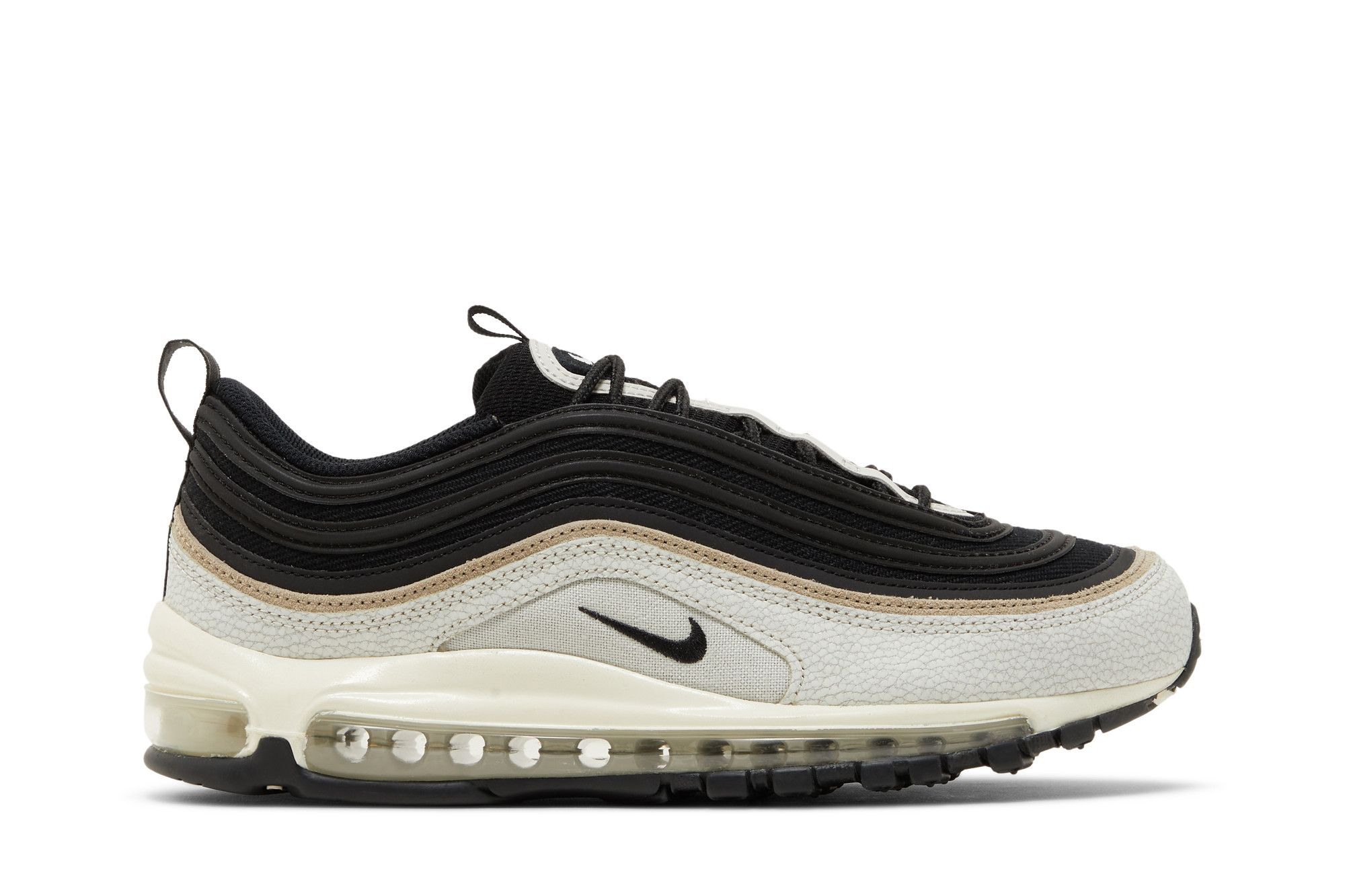 Nike air max 97 premium trainers in on sale black cracked leather