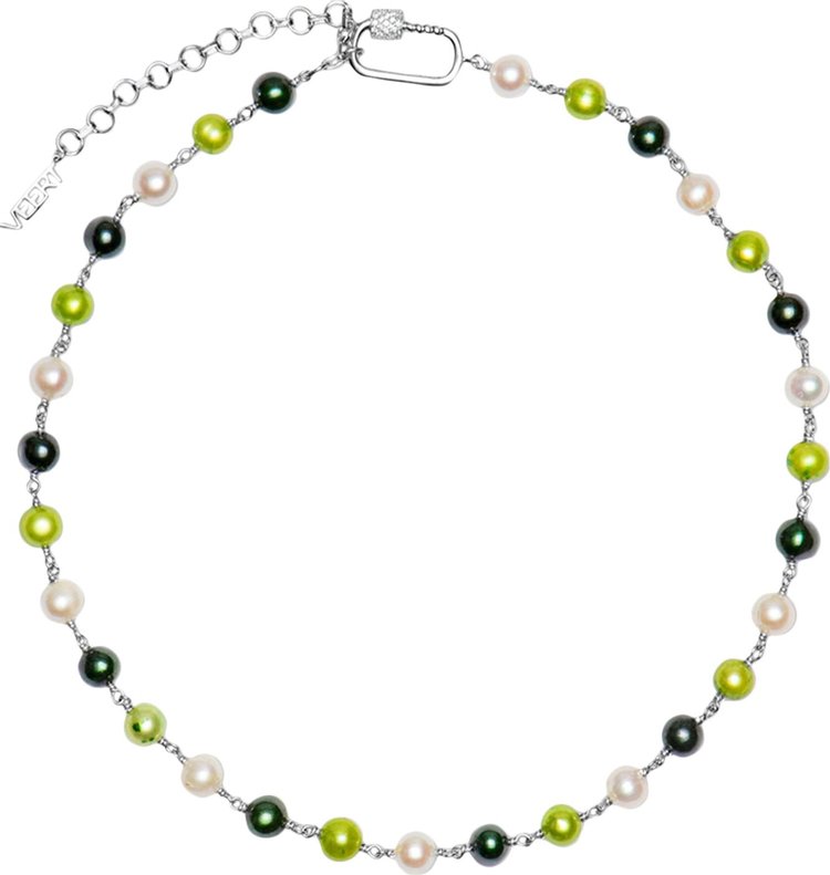 VEERT The Single Multi Green Freshwater Pearl Necklace 'White Gold'