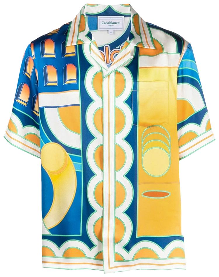 Casablanca Cuban Collar Short Sleeve Shirt Paysage