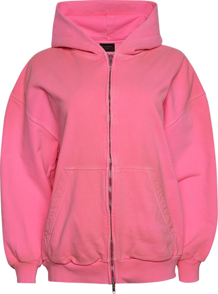 Balenciaga Small Zip Up Hoodie 'Pink Fluo'