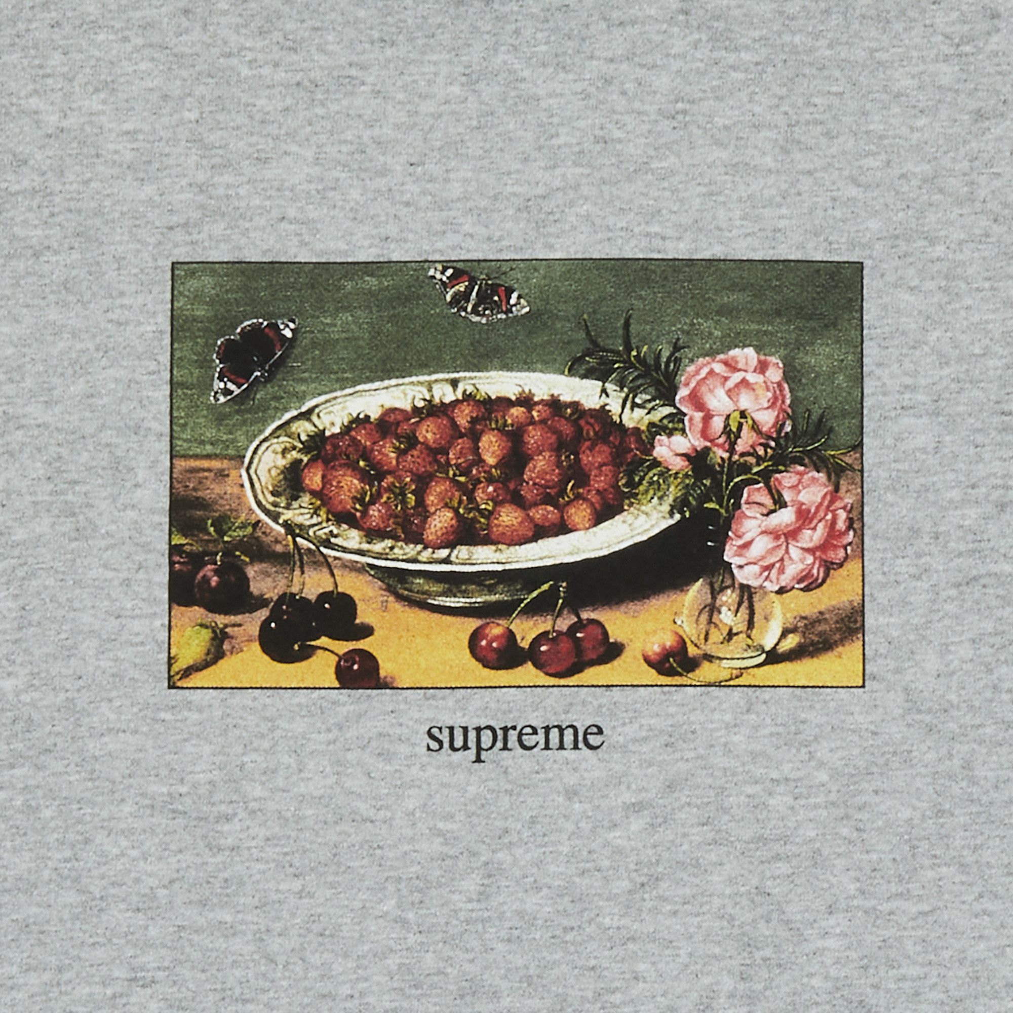 【Supreme】Strawberries L/S T-Shirt★Heather Grey★24FW★ Supreme Strawberries L S Tee (FW24) - $54