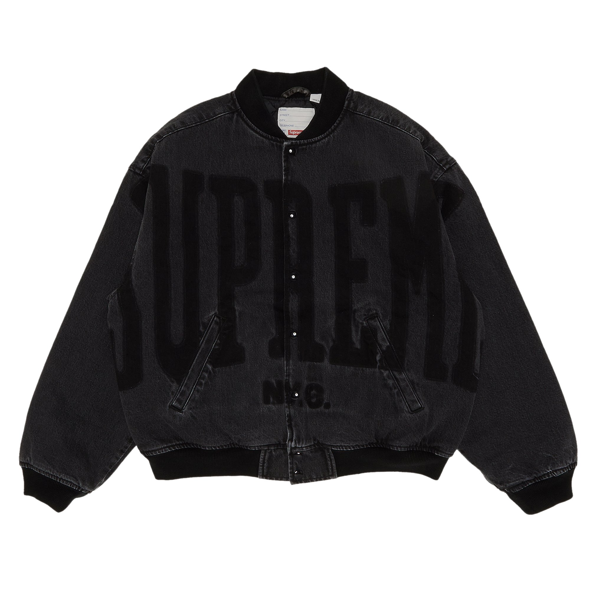 Buy Supreme Washed Knockout Denim Varsity Jacket 'Washed Black