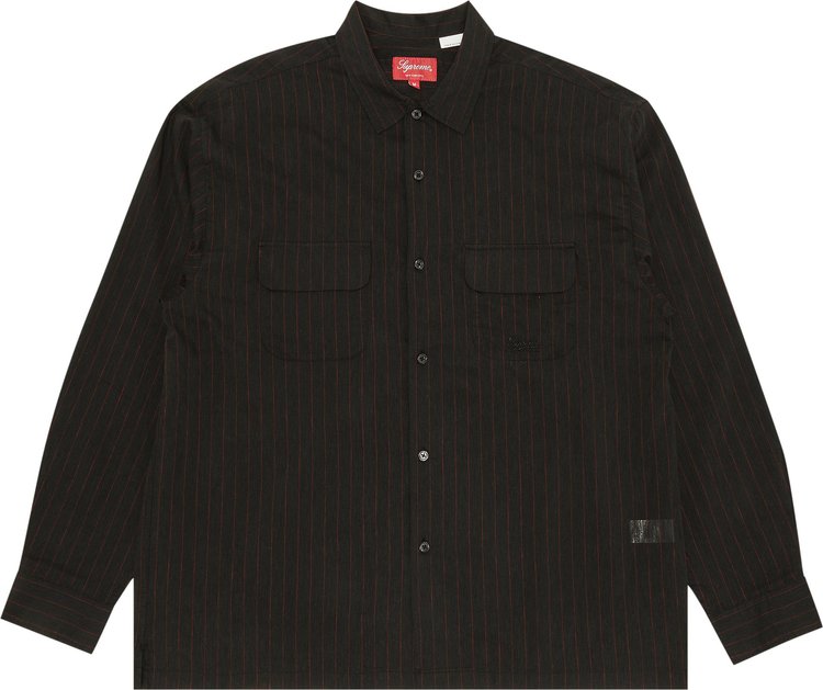 Supreme Pinstripe Linen Shirt 'Black'