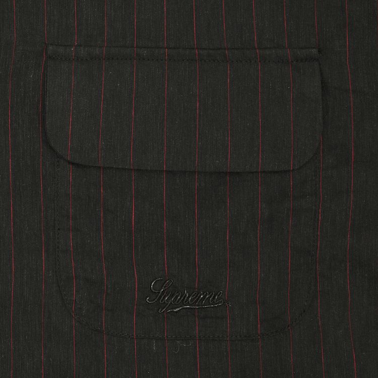 Supreme Pinstripe Linen Shirt Black