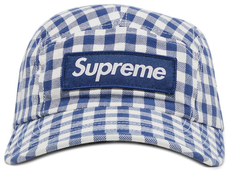 Supreme Gingham Camp Cap Navy