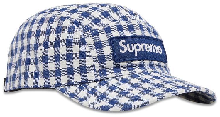 Supreme Gingham Camp Cap Navy