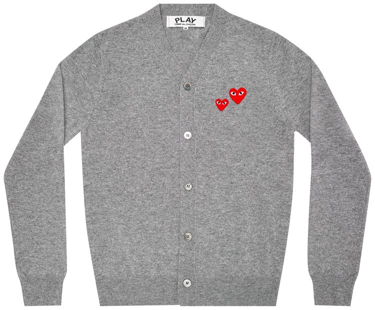 Comme des Garcons PLAY Duo Heart Cardigan Grey