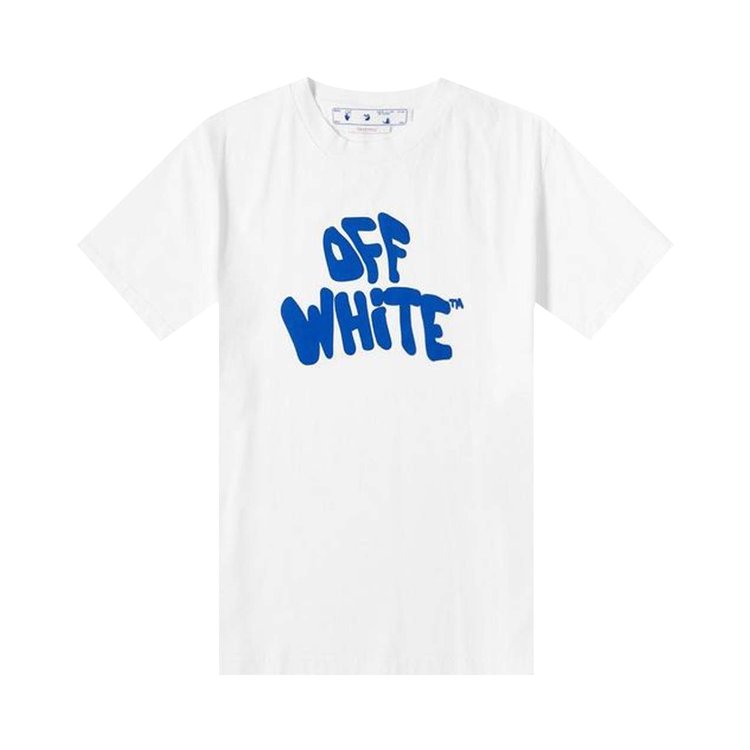 Off-White 70s Type Logo Casual Tee 'White/Blue'