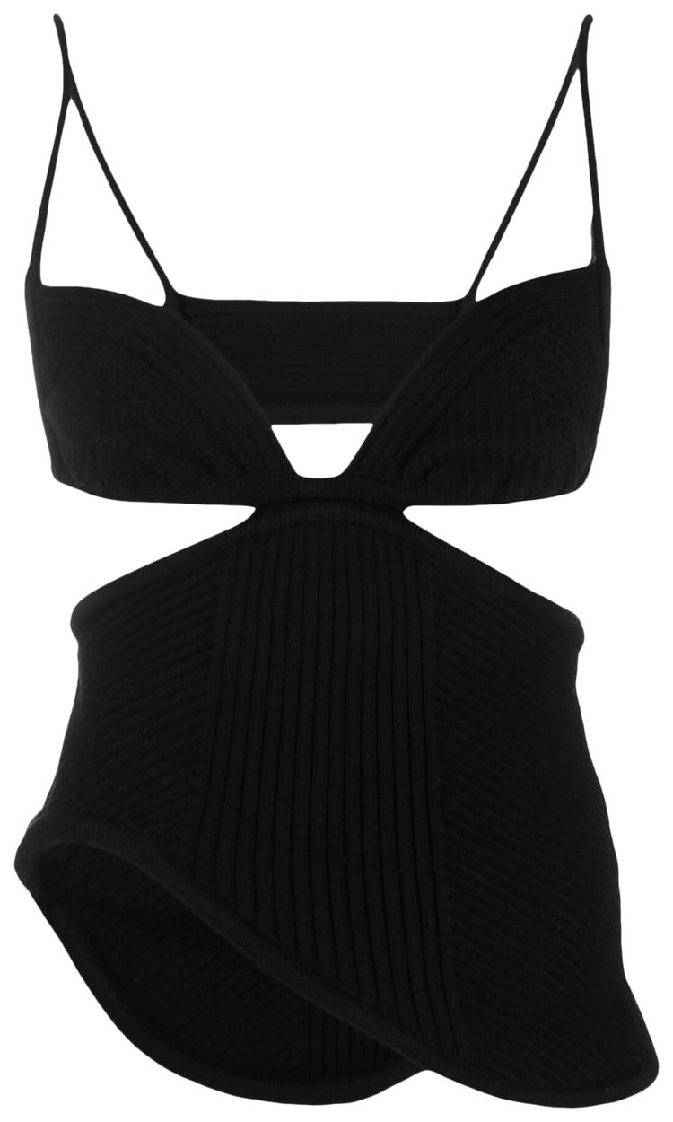 Buy Off-White Cut Out Rib Sleeveless Top 'Black' - OWHT010S23KNI0011000 ...