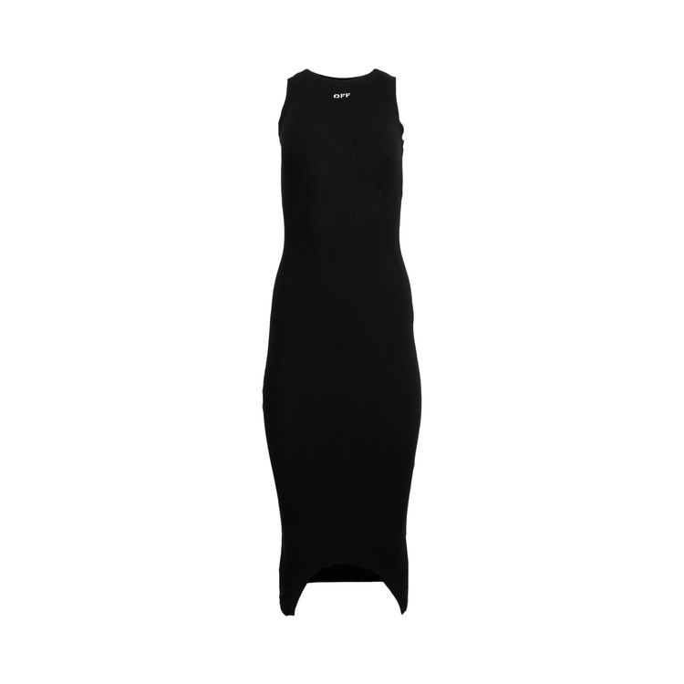 Off White Floating Yarns Rib Hole Dress BlackWhite