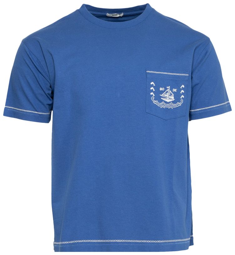 Bode Sailboat Pocket Tee Blue