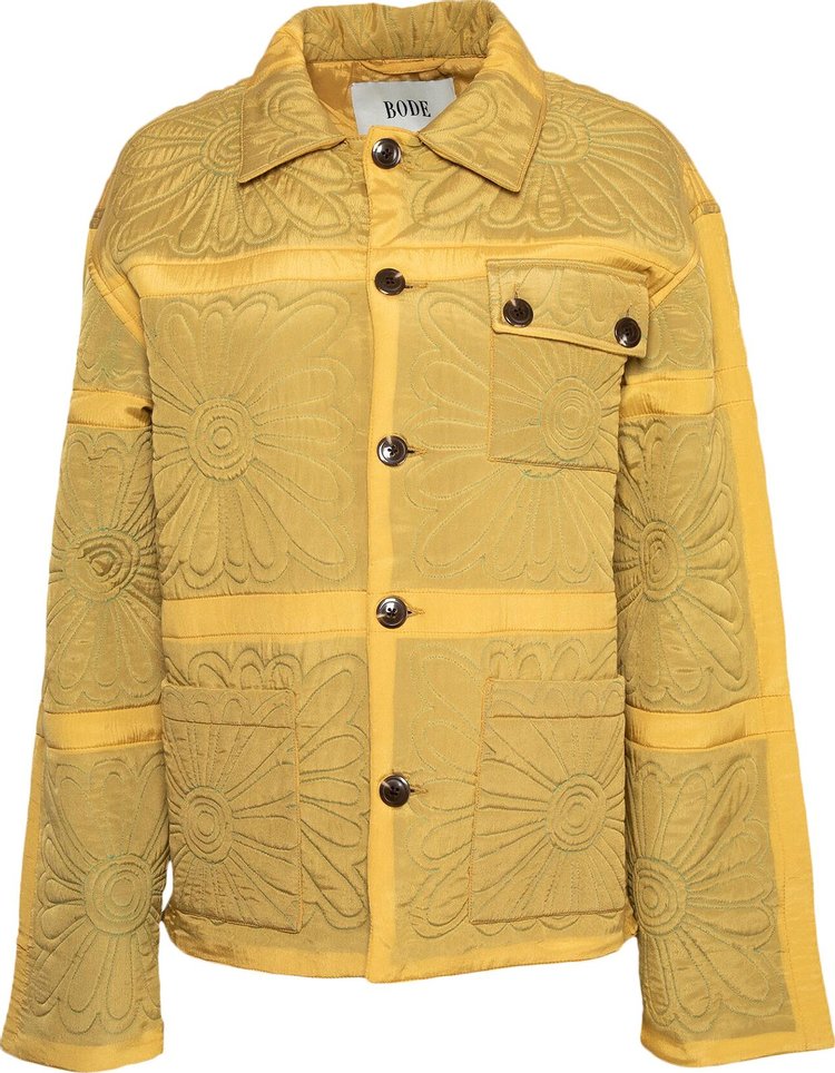 Bode Botanic Shadow Quilt Jacket 'Tan/Green'