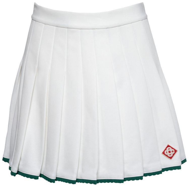 Casablanca Scallop Edge Pleated Skirt White