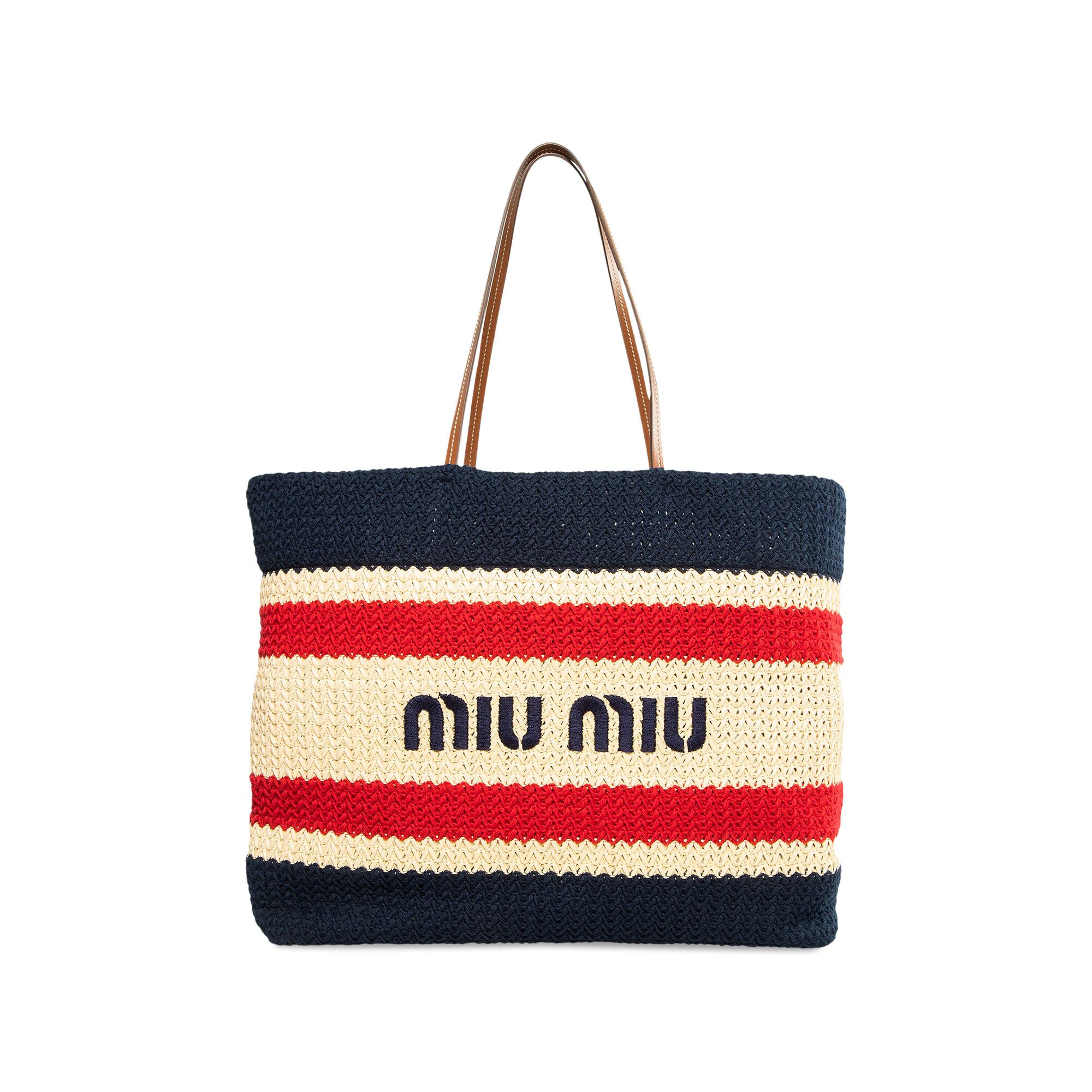 Buy Miu Miu Striped Rafia Tote Bag 'Red/Blue' - 5BG228V 000