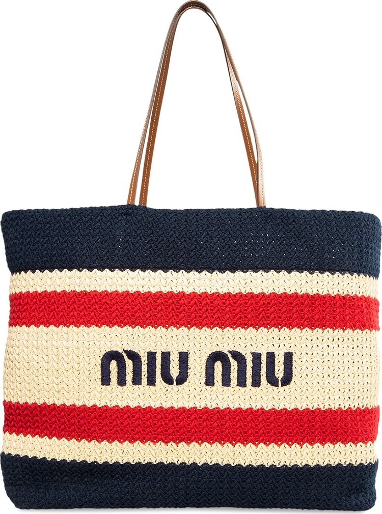 Miu Miu Striped Rafia Tote Bag 'Red/Blue'
