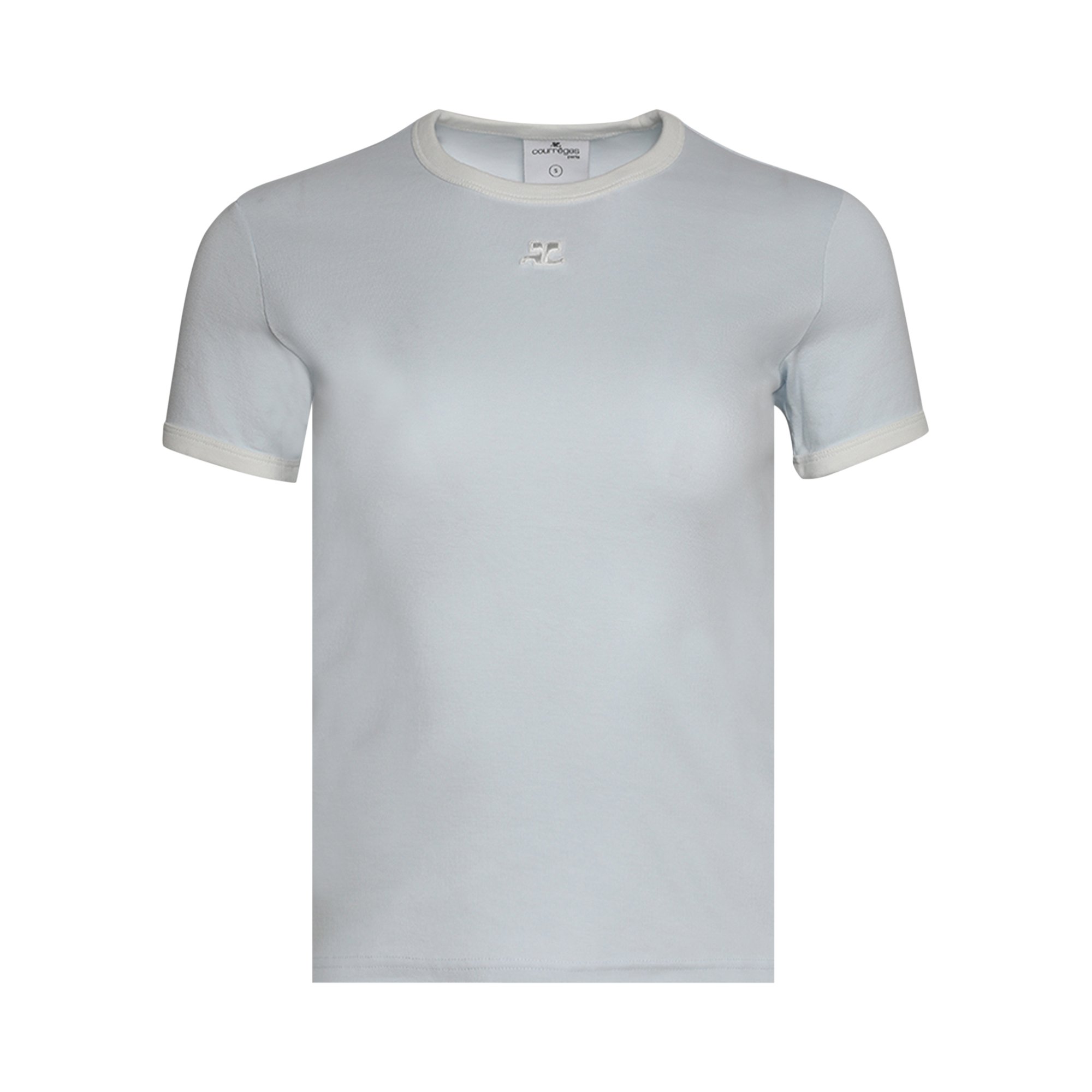 Courrèges Bumpy Contrast T-Shirt 'Ice Blue/Heritage White'