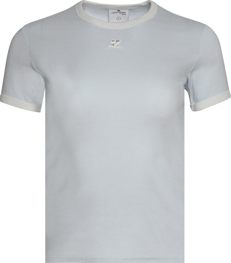 Courrèges Bumpy Contrast T-Shirt 'Ice Blue/Heritage White'