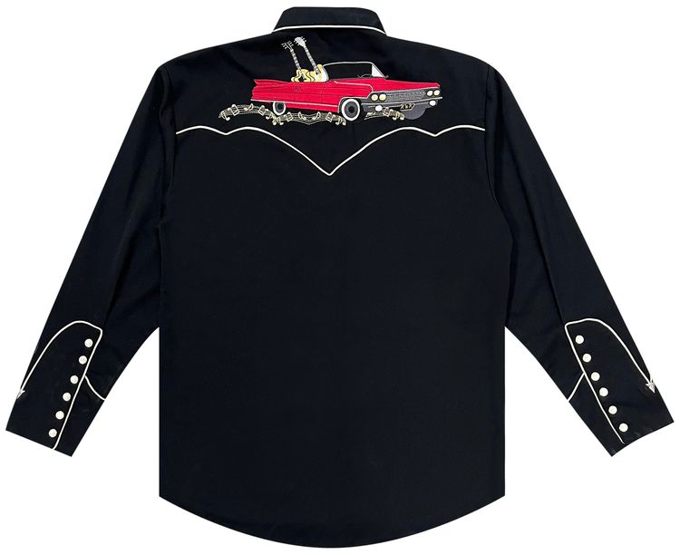 Vintage Western Snap Button Up Black