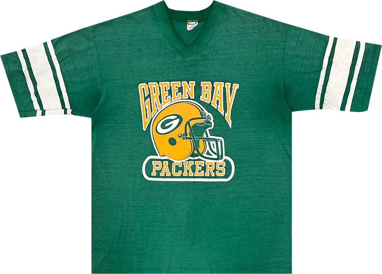 Vintage Green Bay Packers V-Neck Jersey Tee 'Green'