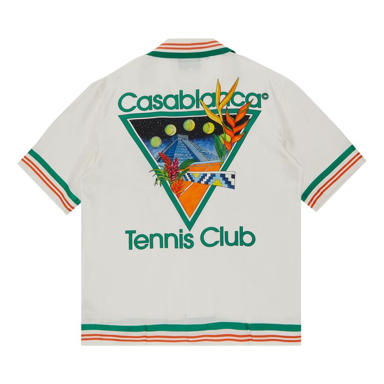 Casablanca Knitted Collar Short Sleeve Shirt White