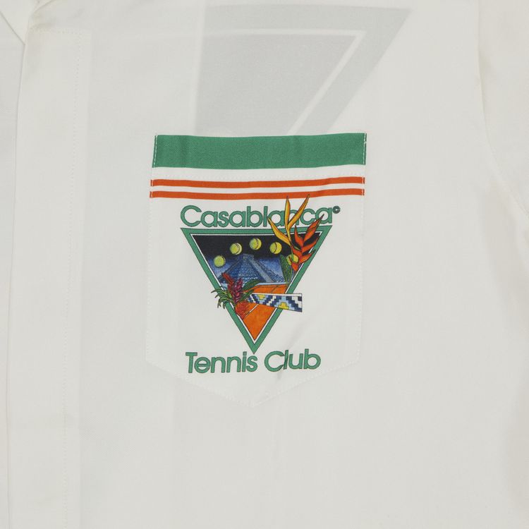 Casablanca Knitted Collar Short Sleeve Shirt White