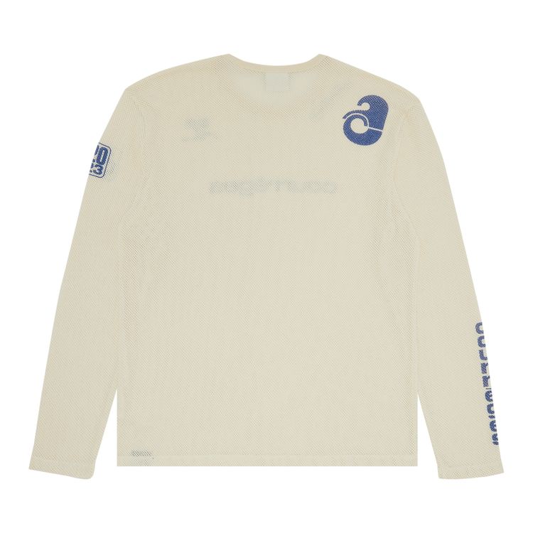 Courreges Mesh Long Sleeve Shell T Shirt NaturalVintage Blue