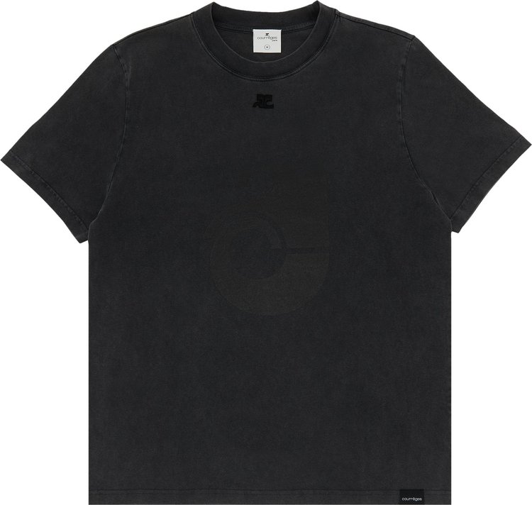 Courrèges Cotton Big Shell T-Shirt 'Stonewhashed Grey/Black'