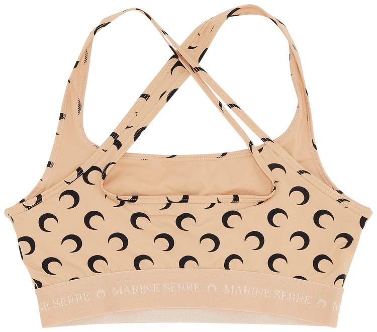 Marine Serre All Over Moon Brassiere All Over Moon Black On Tan