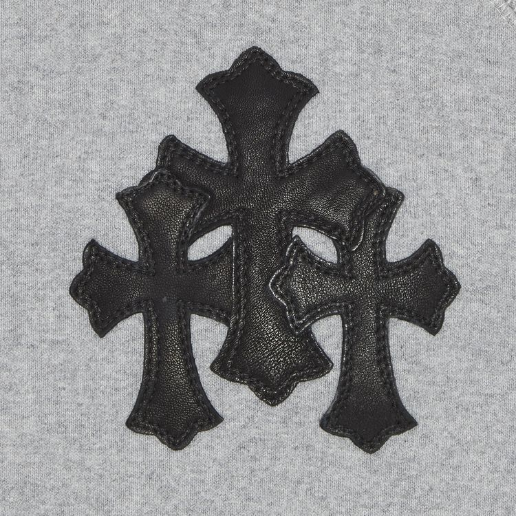 Chrome Hearts Paper Jam Triple Leather Cross Zip Up Hoodie Grey Heather