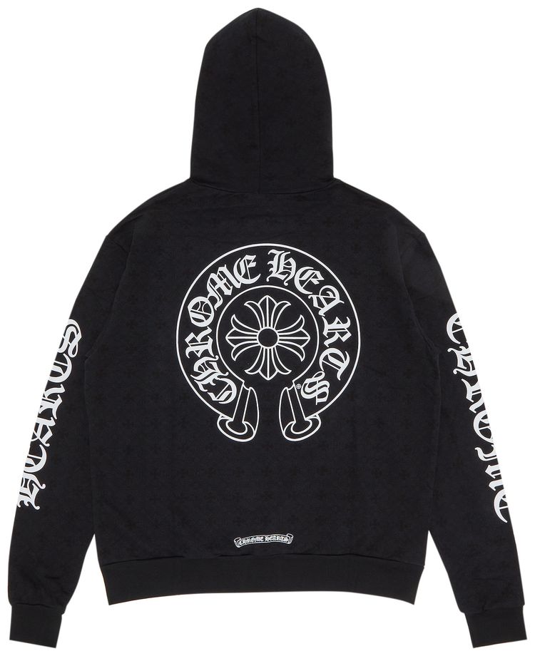 Chrome Hearts Plus Cross Allover Print Horseshoe Logo Hoodie Black