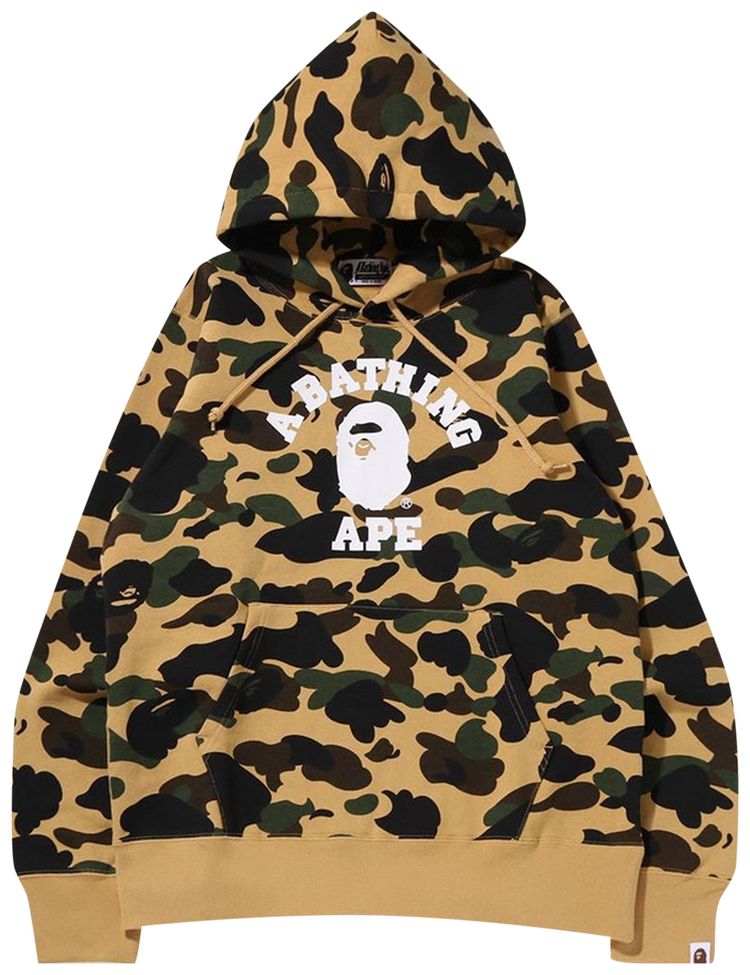 BAPE 1st Camo College Pullover Hoodie Yellow