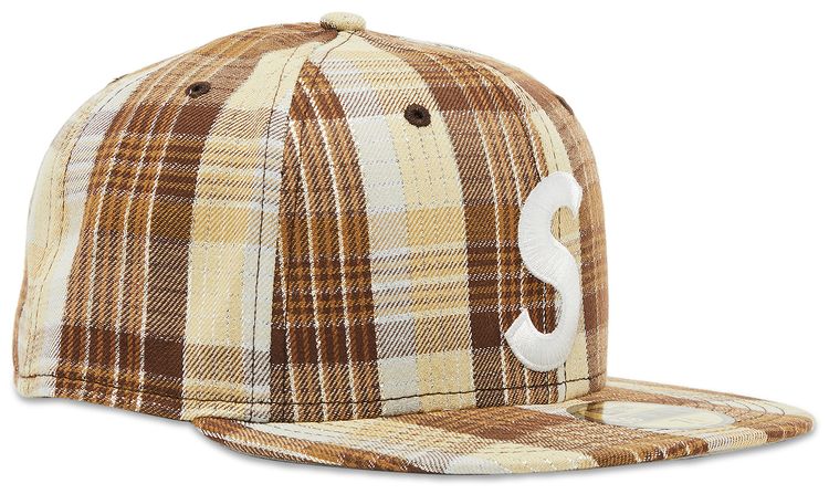 Supreme Metallic Plaid S Logo New Era Brown