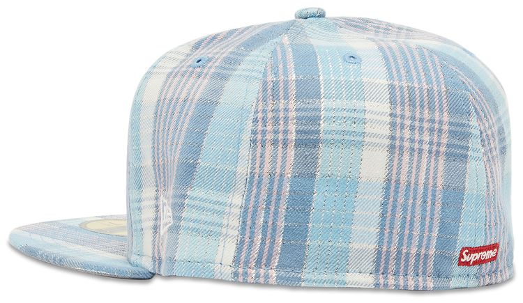 Supreme Metallic Plaid S Logo New Era Light Blue