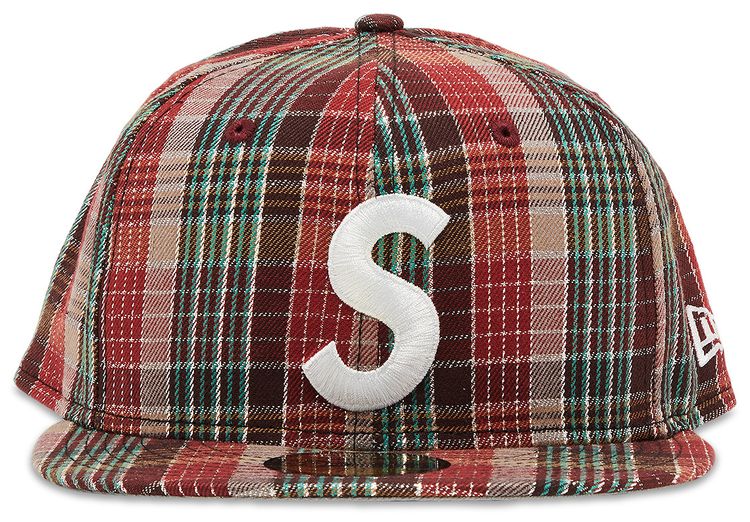 Supreme Metallic Plaid S Logo New Era Red