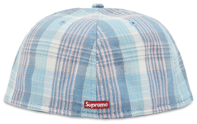Supreme Metallic Plaid S Logo New Era Light Blue
