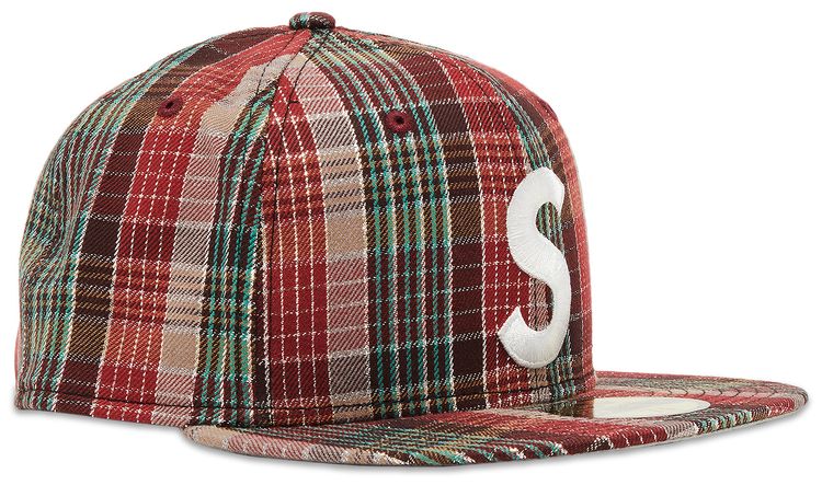 Supreme Metallic Plaid S Logo New Era Red