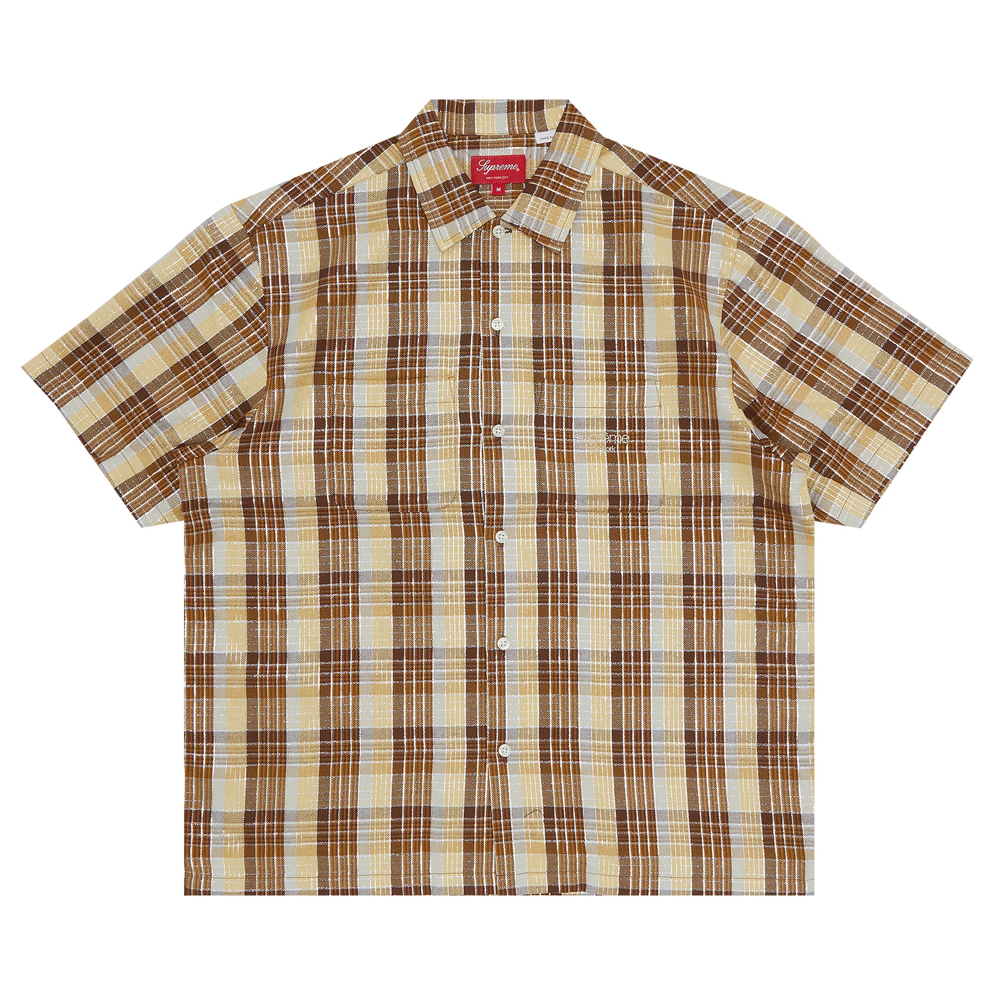 Supreme Metallic Plaid Short-Sleeve Shirt 'Brown'