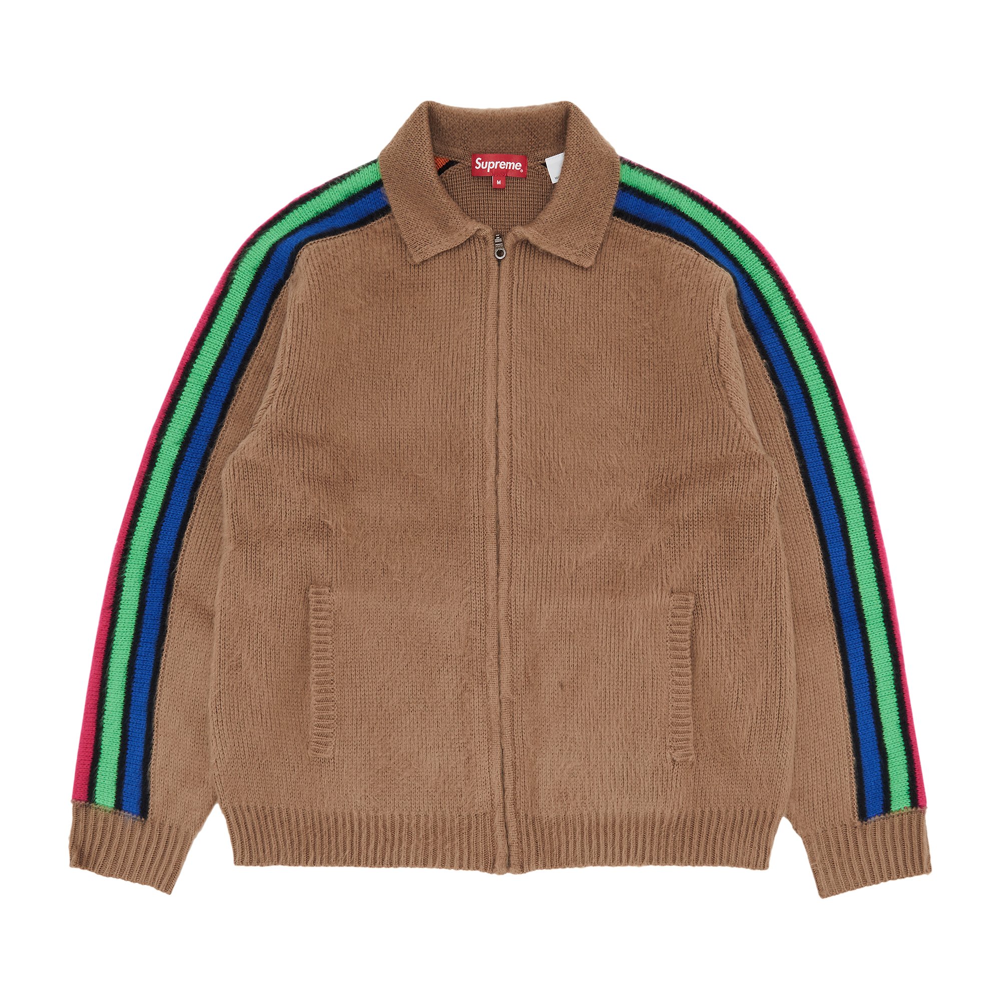 Supreme Sleeve Stripe Zip Up Sweater 'Dusty Brown'