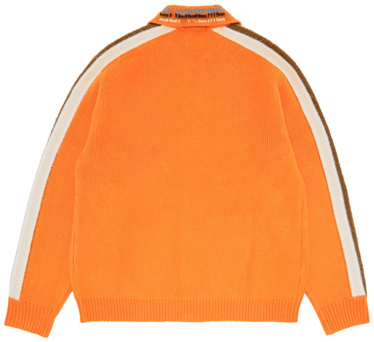 Supreme Sleeve Stripe Zip Up Sweater Orange