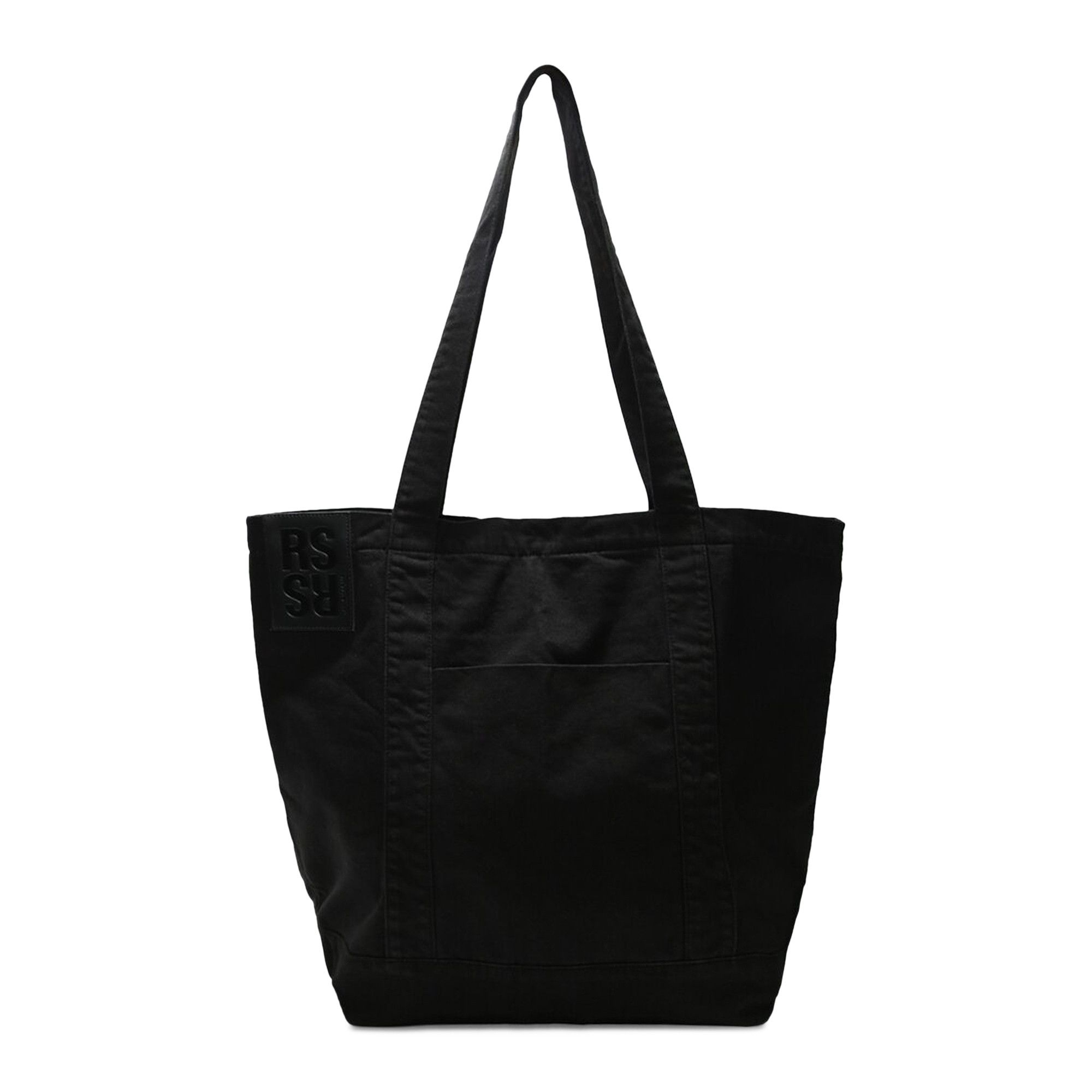 トートバッグ RAF SIMONS SS22 LOGO SHOPPING BAG (221-935_100320010) RAF SIMONS SMALL DENIM TOTE BAG WITH LEATHER BADGE – History