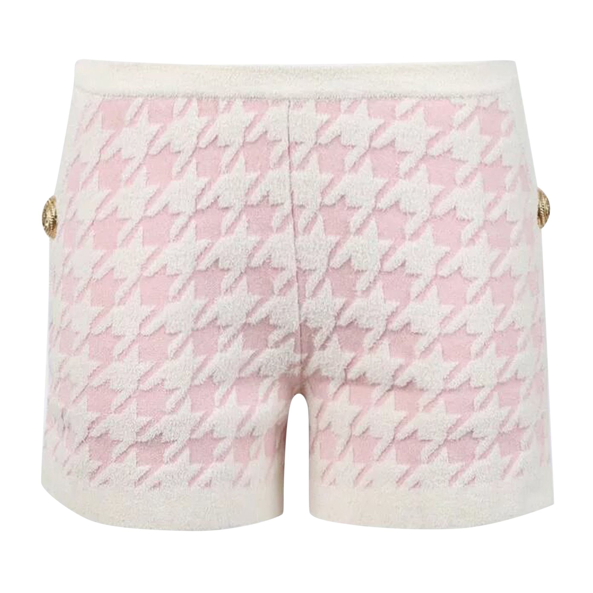Buy Balmain Houndstooth Light Tweed Shorts Rose YF1PA079KC10 ROSE GOAT CA