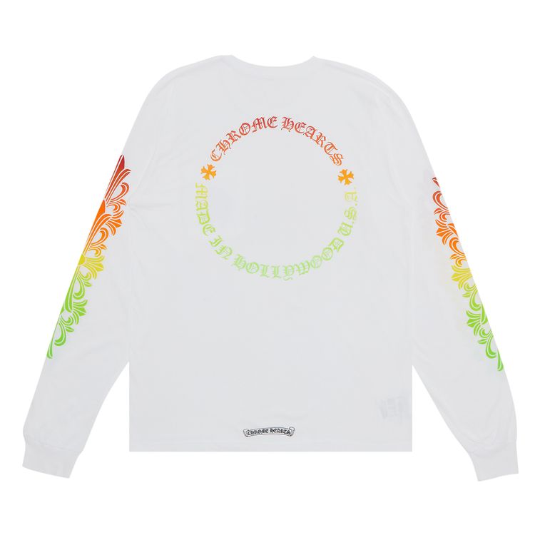Chrome Hearts Floral Sleeve Gradient Long Sleeve T Shirt White