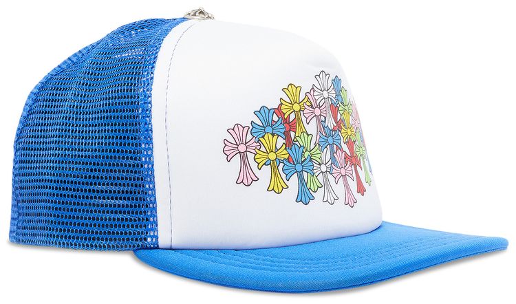 Chrome Hearts Multicolor Cross Trucker Hat BlueWhite