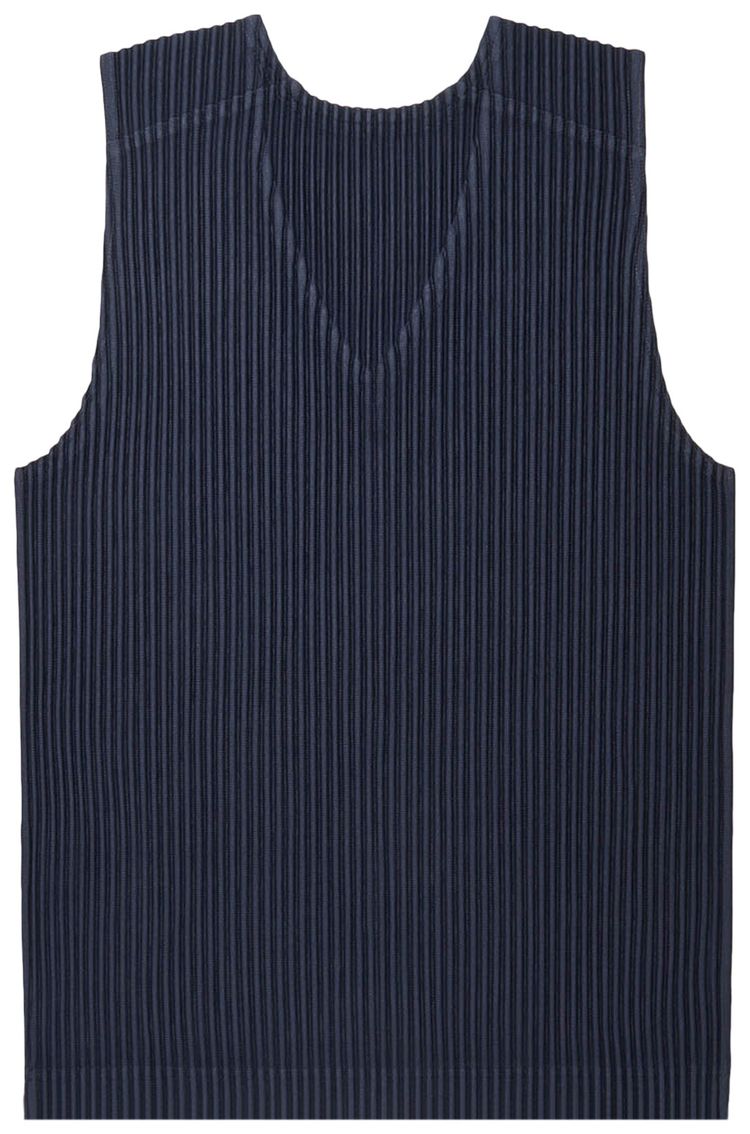 Homme Plisse Issey Miyake V Neck Sleeveless Vest Navy